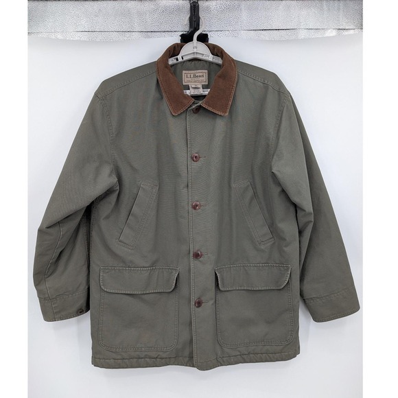 LL Bean Men's Olive Green Thinsulate Lined Farm Field Barn Chore L Coat Vintage